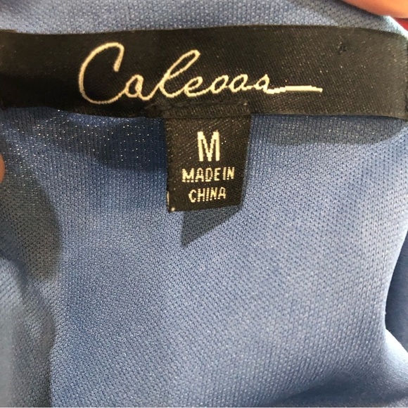 Calessa mixed media cowl neck tunic top asymmetrical hem metallic thread Size M - Picture 8 of 9